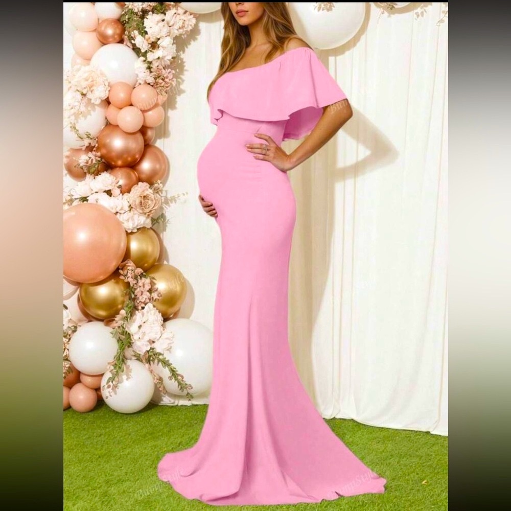 Large Elegant Pink Maternity Dress NWT - Picture 2 of 4